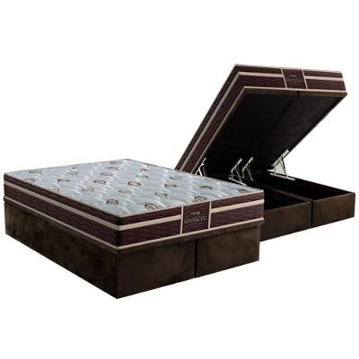 Cama Box com Baú Queen Tech1500 Ortopédico Espuma D33 Suede Marrom Probel