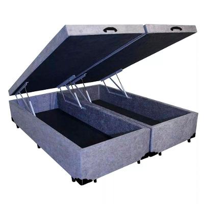 Cama Box com Baú Queen Blindado Bipartido Abertura Pneumática Suede Cinza Homequeen