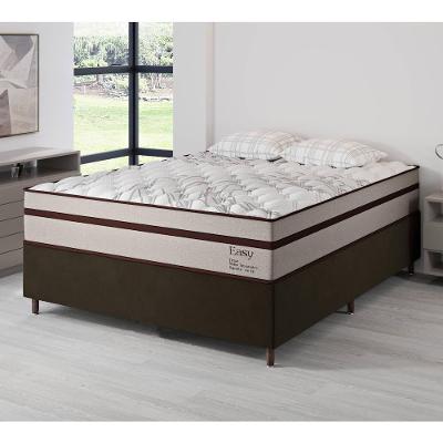 Cama Box Casal Easy Classic Pillow Top Molas Ensacadas Tecido Veludo Marrom Vian