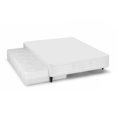 Cama Box Casal com Cama Auxiliar MH 1400 White Molas Bonnel Tecido Jacquard Branco Herval