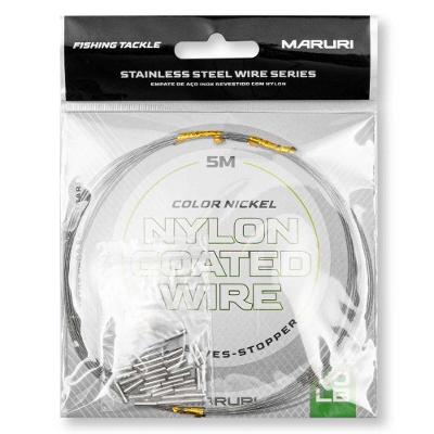 Cabo de Aco Inoxidavel Stainless Steel Wire Series 200LB com 35 Luvas Prata 5M Maruri Fishing