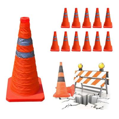 Cone Retratil Sinalizacao SU-CONE3-1 Portatil Refletivo Laranja Economia Solar 23CM Kit 11 Unidades