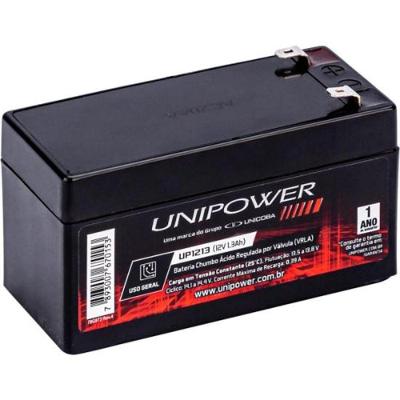 Bateria Selada UP1213 12V 1,3Ah para Alarme e Nobreak Chumbo-Cálcio Unipower