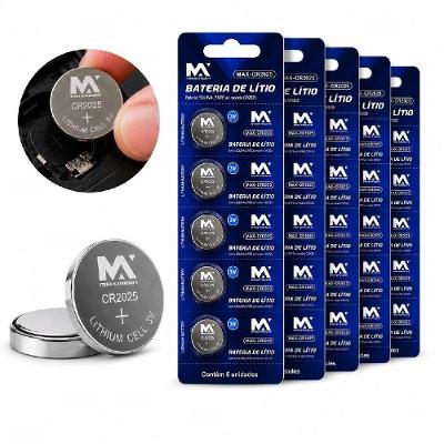Bateria Botão CR2025 Lítio 3V Kit 25 Unidades para Controle e Relógio