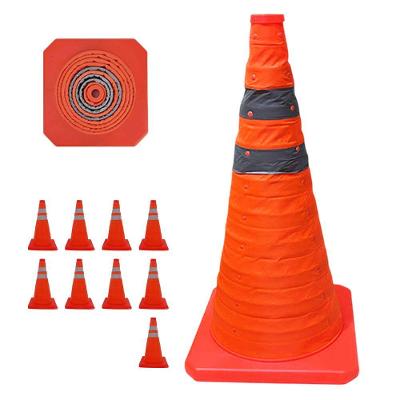Cone Retrátil Sinalização Kit 9 Unidades Refletivo Portátil Laranja Economia Solar 23CM