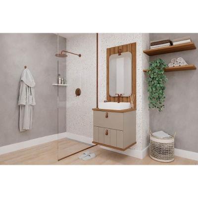 Conjunto de Banheiro c-Espelho Milano-Monet 60cm com Cuba Gabinete Suspenso MGM 60CM