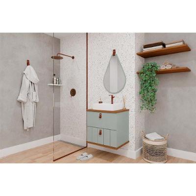 Conjunto de Banheiro c-Espelho Milano-Gota 60cm 1 Porta 1 Gaveta MDF Pistache MGM