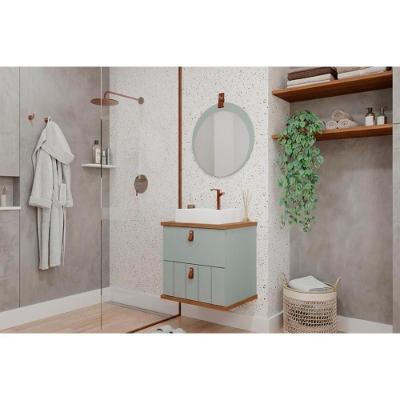 Conjunto de Banheiro c-Esp Milano-Lua 60cm 1 Porta 1 Gaveta MDF Pistache e Freijo MGM