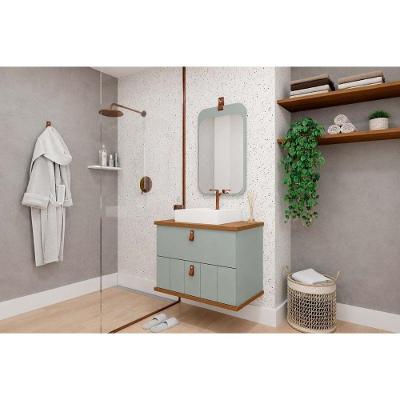 Conjunto Banheiro Milano c-Cuba 80cm 1 Porta 1 Gaveta MDF Pistache MGM