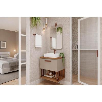 Conjunto Banheiro Duna com Espelho Monet 1 Porta 1 Prateleira MDF 60CM Cappuccino MGM