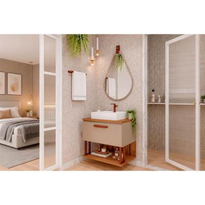 Conjunto Banheiro Duna c-Cuba 60cm 1 Porta 1 Prateleira MDF Cappuccino MGM