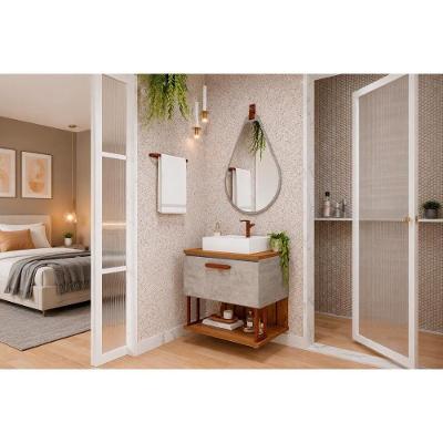 Conjunto Banheiro c-Espelho Duna-Gota 60cm 1 Porta MDF 60CM Cinza MGM