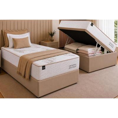 Cama Box com Baú Solteiro Suede Clean Molas Ensacadas One Face Tecido Bege Ortobom 88CM