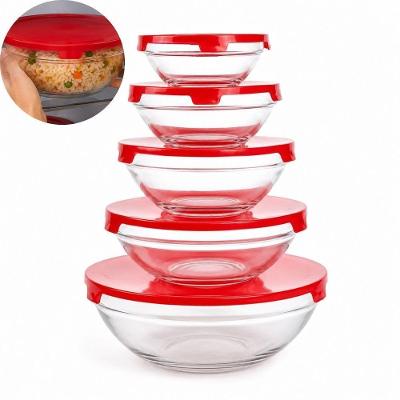 Conjunto de Potes Kit 5 Peças de Vidro com Tampas para Micro-ondas e Freezer 11L