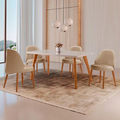 Conjunto de Jantar Malta 4 Lugares com Cadeiras Zara Imbuia 120CM Moderna