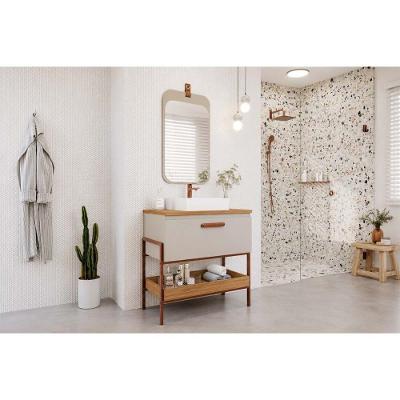 Conjunto de Banheiro Porti-Monet 80cm 1 Portas 1 Prateleiras MDF Café MGM
