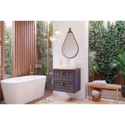 Conjunto de Banheiro Sense-Gota 80cm com 1 Porta e 1 Gaveta MDF Titânio MGM