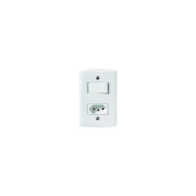 Conjunto de Interruptor e Tomada Lux2 com Sistema Modular Branco Tramontina