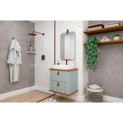 Conjunto de Banheiro Milano-Monet 60cm com Gabinete e Espelho Pistache MGM 60CM