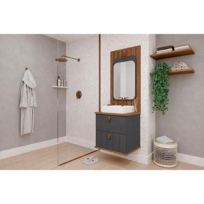 Conjunto de Banheiro Milano-Monet 60cm 1 Porta 1 Gaveta MDF 60CM Titânio MGM