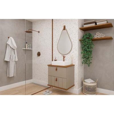 Conjunto de Banheiro Milano Gabinete com Cuba 60cm e Espelho Cappuccino MGM 60CM