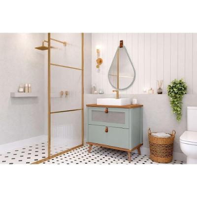 Conjunto Banheiro Vêneto c-Cuba 60cm 1 Porta 1 Gaveta MDF 60CM Pistache MGM