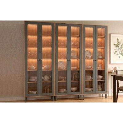 Cristaleira Esplêndida LED Reflecta 6 Portas 6 Prateleiras MDF 210CM Titânio MGM