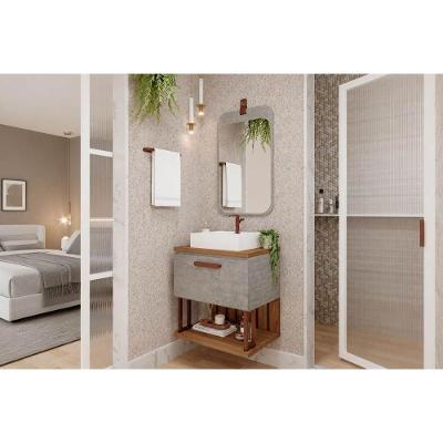 Conjunto Banheiro Duna com Espelho Monet 1 Porta 1 Prateleira MDF 60CM Cinza MGM