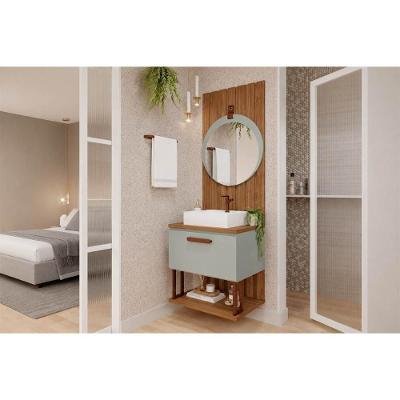 Conjunto Banheiro Duna-Lua 60cm com Gabinete e Painel com Espelho Pistache-Freijo MGM 60CM