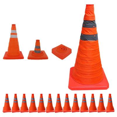 Cone de Sinalização SU-CONE3-1 Retrátil Portátil Refletivo Laranja Economia Solar 23CM 13 Unidades