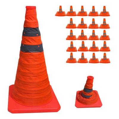 Cone de Sinalização SU-CONE3-1 Retrátil Portátil Refletivo Laranja Economia Solar 23CM 21 Unidades