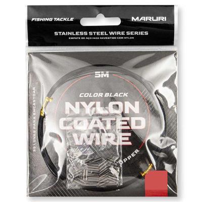 Cabo de Aco Inox Flexivel Stainless Steel Wire Series 200LB com 35 Luvas Preto Maruri Fishing 5M
