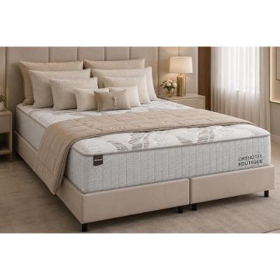 Cama Box com Colchão King Suede Clean Molas Ensacadas Espuma Gel Bege Ortobom 193CM