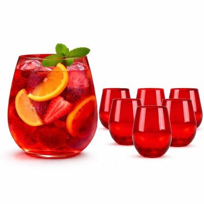 Copo Kit 6 Redondo Grande Vidro Alta Capacidade para Suco Água Drink Casa Restaurante Bar Vermelho