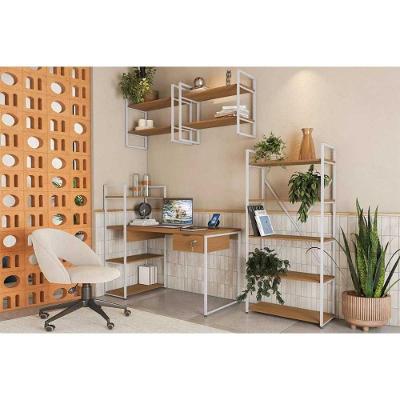 Escritório Completo Industrial 5 Peças 1 Porta 1 Gaveta MDP-Aço Branco Kappesberg