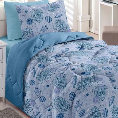 Edredom Solteiro Basic Estampado Galáxia 100% Algodão Malha Azul Buettner