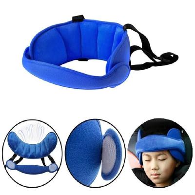 Apoio para Cabeça Infantil com Faixa Ajustável Proteção Viagem em Azul para Bebê Portátil