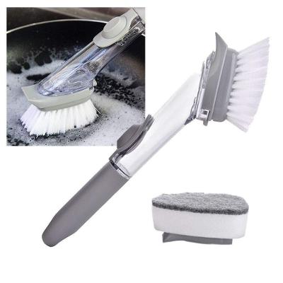 Escova de Limpeza 4 em 1 com Dispenser para Lava Louça Cinza e Cabeças Intercambiáveis