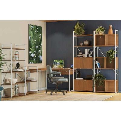 Escritório Completo Industrial 7 Peças sem Porta 1 Gaveta MDF Branco Kappesberg
