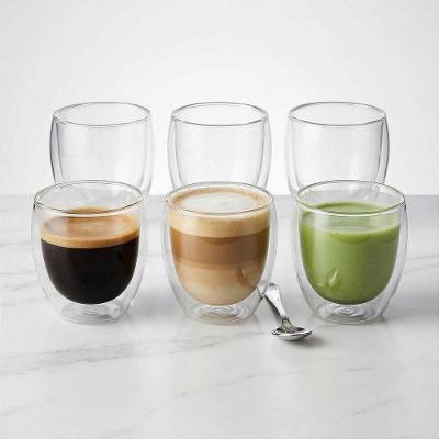 Copos de Vidro Duplo Parede Dupla Térmico 200ML Kit com 6 para Café Expresso Borossilicato Lorben