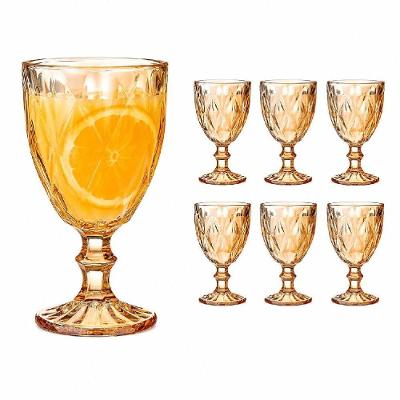 Jogo 6 Taças Vidro Diamante Âmbar Metalizado 330ml para Drinks e Bebidas Decorativo