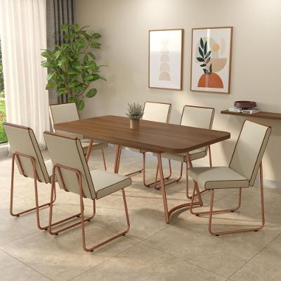 Conjunto Sala de Jantar Peonia 6 Lugares Tampo MDP Rosê 170CM Móveis Carraro