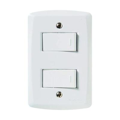 Interruptor Tramontina 2 Teclas Simples Sistema Modular Branco com Placa 2x4 57105006