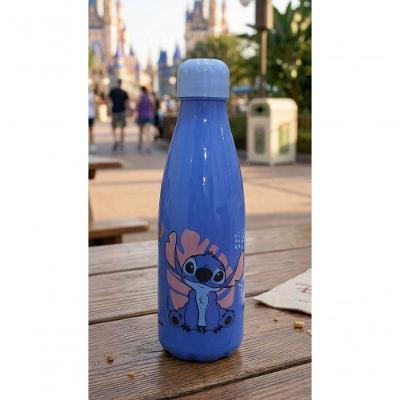 Garrafa Squeeze Paris com Estampa Stitch Fofo em PET Livre de BPA para Academia Escola Azul