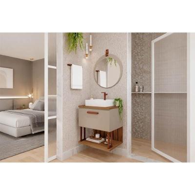 Gabinete c-Espelho Duna-Lua 60cm 1 Porta 1 Prateleira MDF Cappuccino MGM