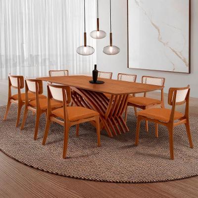 Conjunto de Jantar Venus 8 Lugares Tampo em MDF Imbuia 220CM Moderna