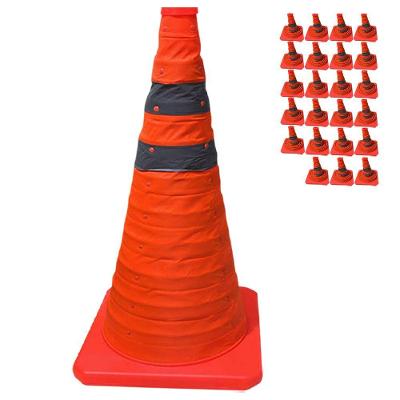 Cone Retratil Kit 23 Unidades Sinalização Alerta Flexível Aviso Segurança Laranja Leva Pra Casa 23CM