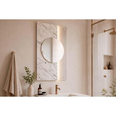 Espelheira de Banheiro Decorativo Londres Orgânico sem Porta MDF com LED 70CM Branca MGM