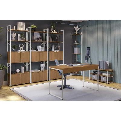 Escritório Completo Industrial 6 Peças com Estante Prateleira Mesa e Armário Branco Kappesberg