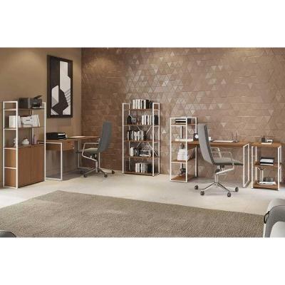 Escritório Completo Industrial 6 Peças 1 Gaveta sem Porta MDF 72CM Branco Kappesberg com Estante